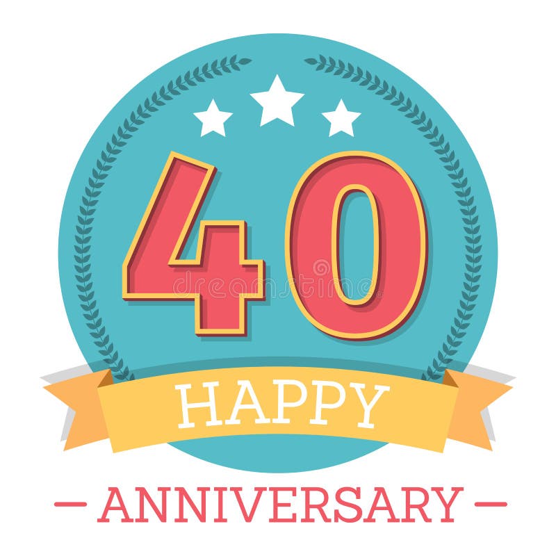 40 anos de emblema do aniversário ilustração do vetor 40 anos de emblema do aniversário ilustração do vetor