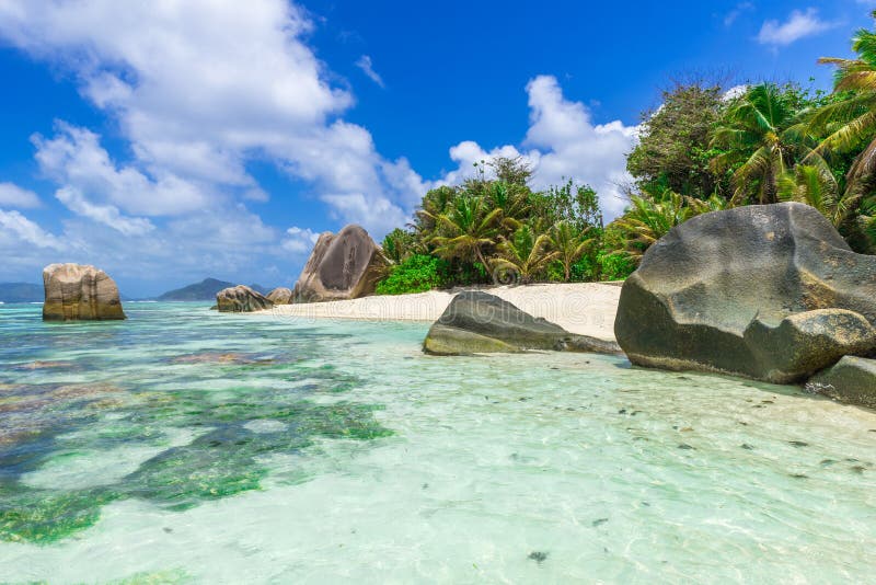 Anse Source D Argent - Beach on Island La Digue in Seychelles Stock ...