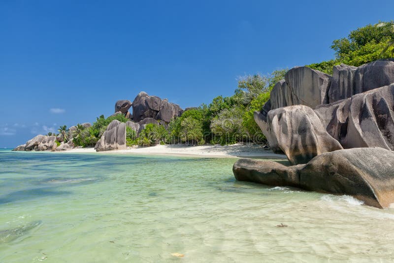 Anse Source D`Argent - Granite Rocks at Beautiful Beach on Tropical ...