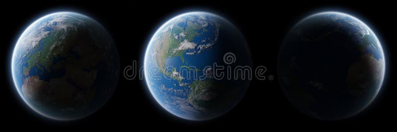 Ansicht blauer Planet Erde in eleme Wiedergabe der Raumsammlung 3D stock abbildung Ansicht blauer Planet Erde in eleme Wiedergabe der Raumsammlung 3D stock abbildung