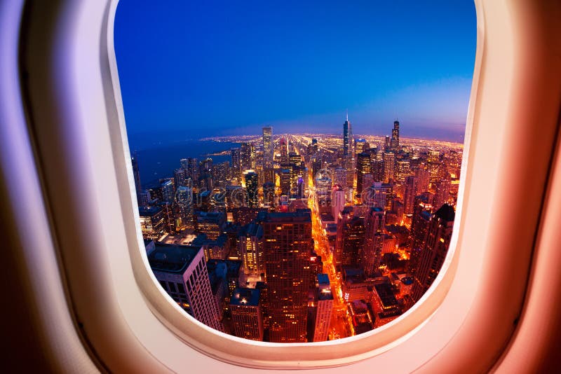 Ansicht Chicagos Illinois USA vom flachen Fenster