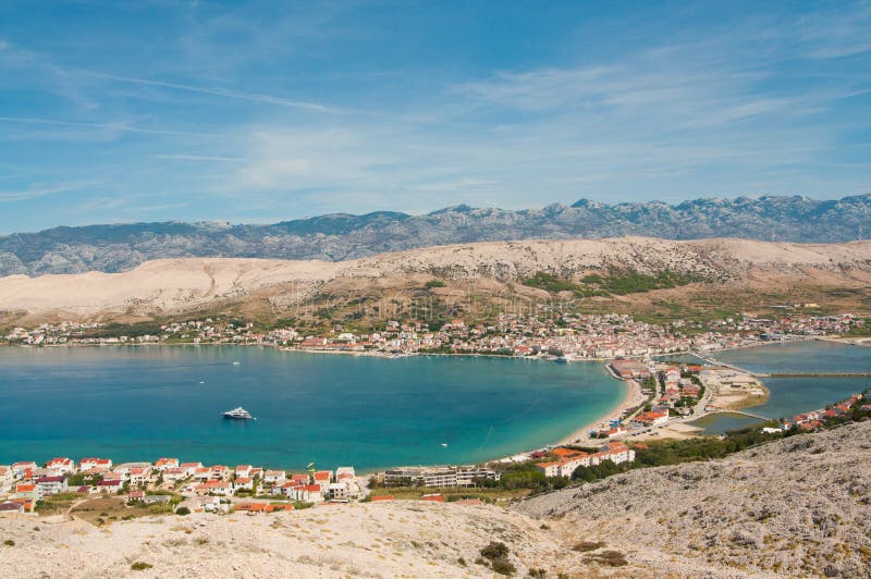 Ansicht Der Stadt PAGs, Insel Von PAG, Kroatien Stockfoto - Bild von