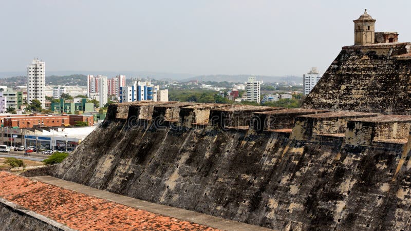 The view from the old Spanish for of Castillo de San Felipe de Barajas towards parts of modern Cartagena, Colombia, a city it has protected for centuries. The view from the old Spanish for of Castillo de San Felipe de Barajas towards parts of modern Cartagena, Colombia, a city it has protected for centuries.