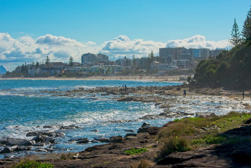 Ansicht von Königen Beach in Caloundra stockbilder Ansicht von Königen Beach in Caloundra stockbilder