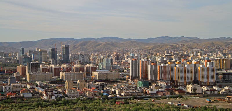 Ulan Bator Infizierten Auf Eine Karte Mit Der Flagge Der Mongolei Fest