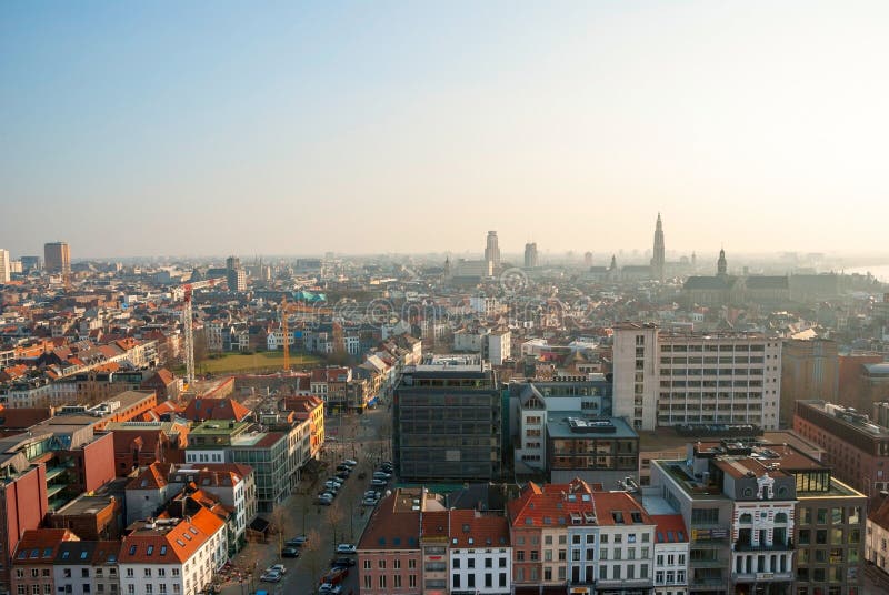 Ansicht über Antwerpen-Stadt, Belgien lizenzfreie stockbilder Ansicht über Antwerpen-Stadt, Belgien lizenzfreie stockbilder