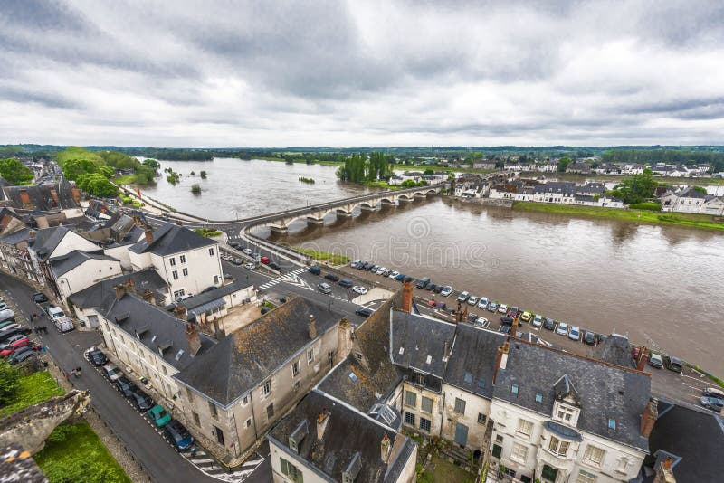 Ansicht über überschwemmtes Loire Valley stockbild Ansicht über überschwemmtes Loire Valley stockbild