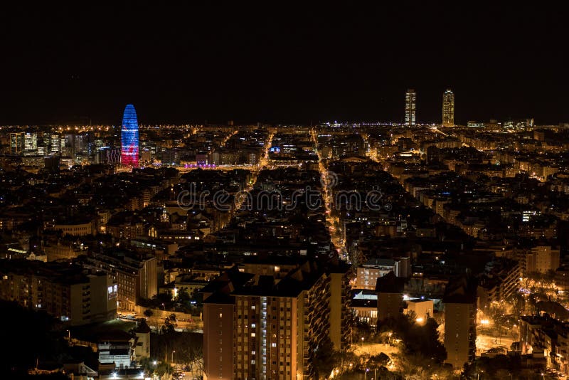Ansichten von Barcelona, Spanien, nachts stockfotografie Ansichten von Barcelona, Spanien, nachts stockfotografie