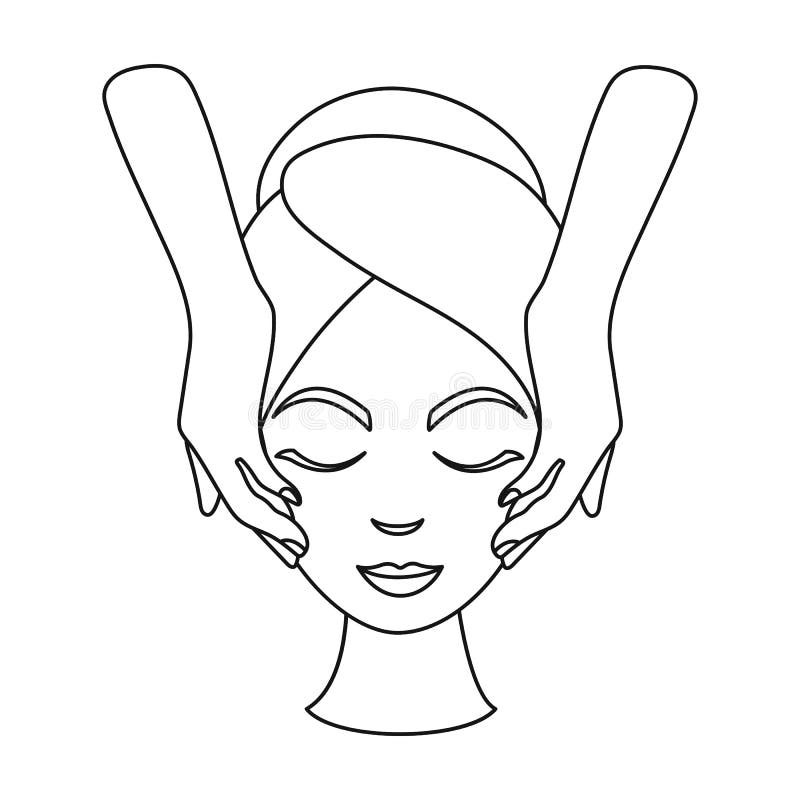 Ansikts- massagesymbol i översiktsstil som isoleras på vit bakgrund Illustration för vektor för materiel för symbol för hudomsorg vektor illustrationer