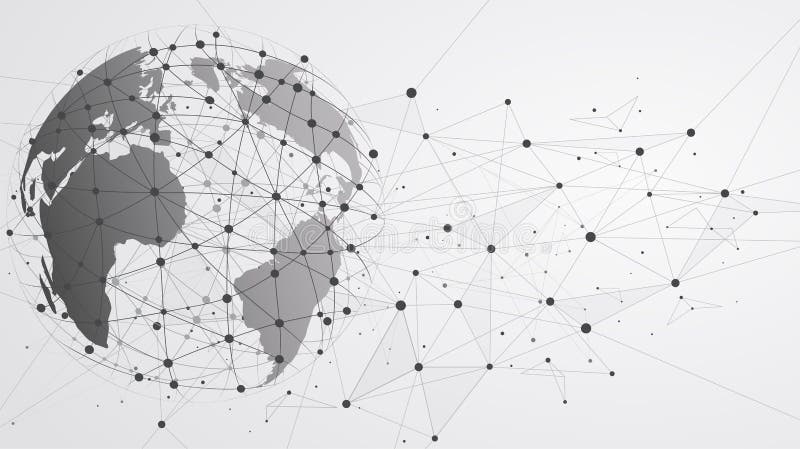 Anslutningar för globalt nätverk med punkter och linjer stock illustrationer