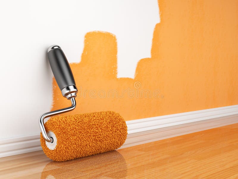 Anstrich einer leeren Wand. Erneuerunghaus vektor abbildung Anstrich einer leeren Wand. Erneuerunghaus vektor abbildung