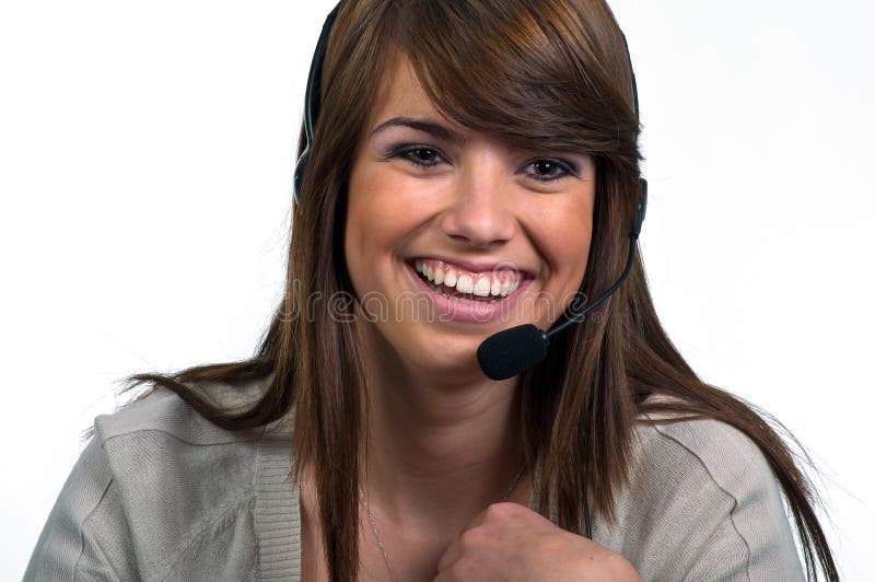 Cute and Attentive Customer Service Assistant or Representative Answering Your Call. Cute and Attentive Customer Service Assistant or Representative Answering Your Call