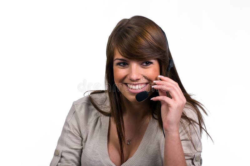 Cute and Attentive Customer Service Assistant or Representative Answering Your Call. Cute and Attentive Customer Service Assistant or Representative Answering Your Call