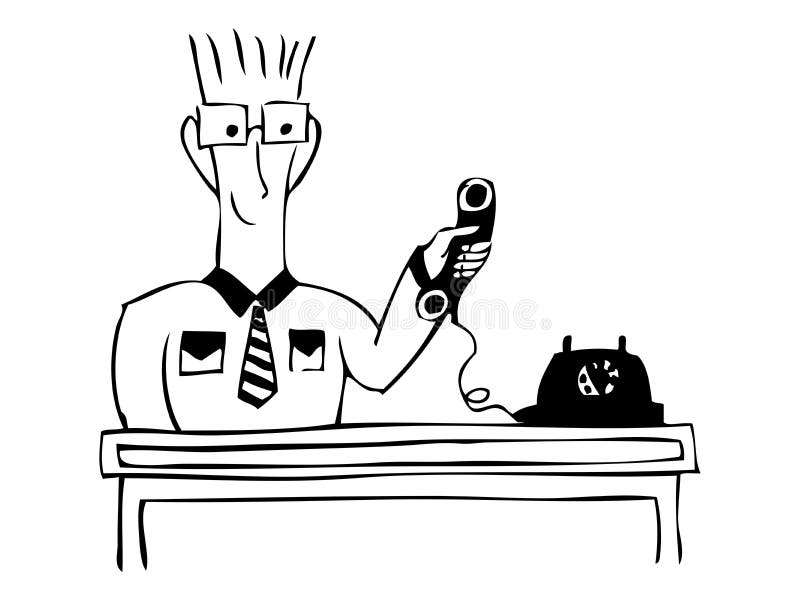 Answering A Phone Call. Drawing. Sketch Style. Vector Illustration. Stock Vector Illustration