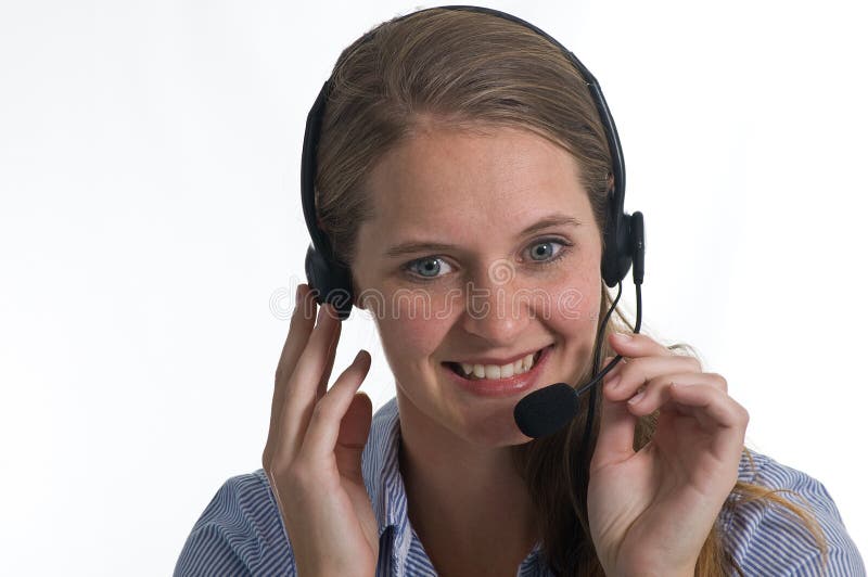 Attentive Service Assistant Answering Customer Calls. Attentive Service Assistant Answering Customer Calls