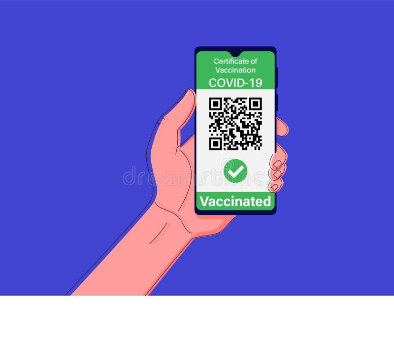 Ansökan om hälsopass. digitalt vaccinationsintyg stock illustrationer