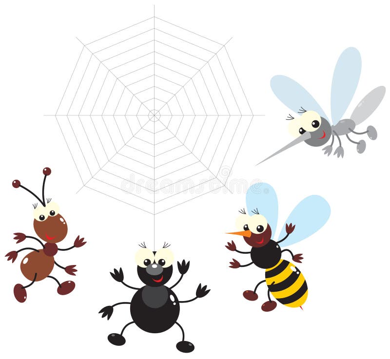 Ant, bee, spider and mosquito