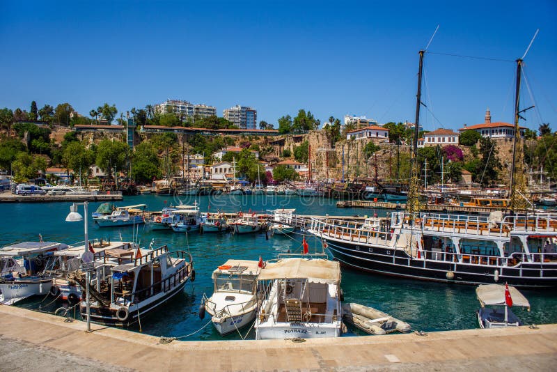 Old Port in the Antique Center of Antalya in Turkey Editorial Image
