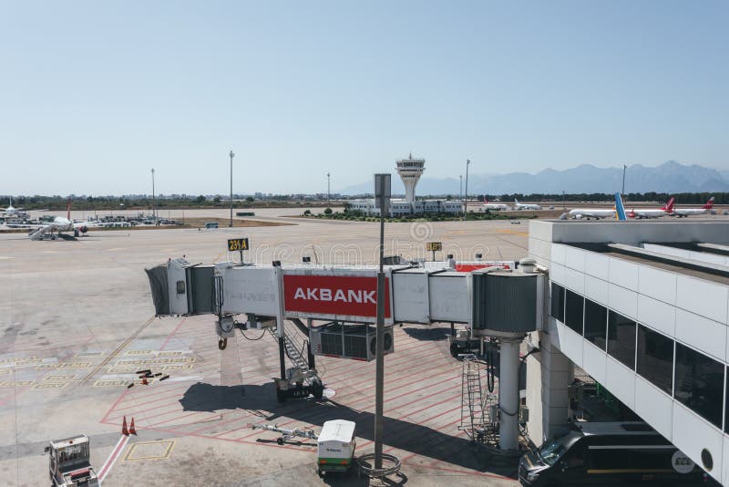 Preparing a telescopic ladder for the arrival of passengers at the airport. stock photos Preparing a telescopic ladder for the arrival of passengers at the airport. stock photos