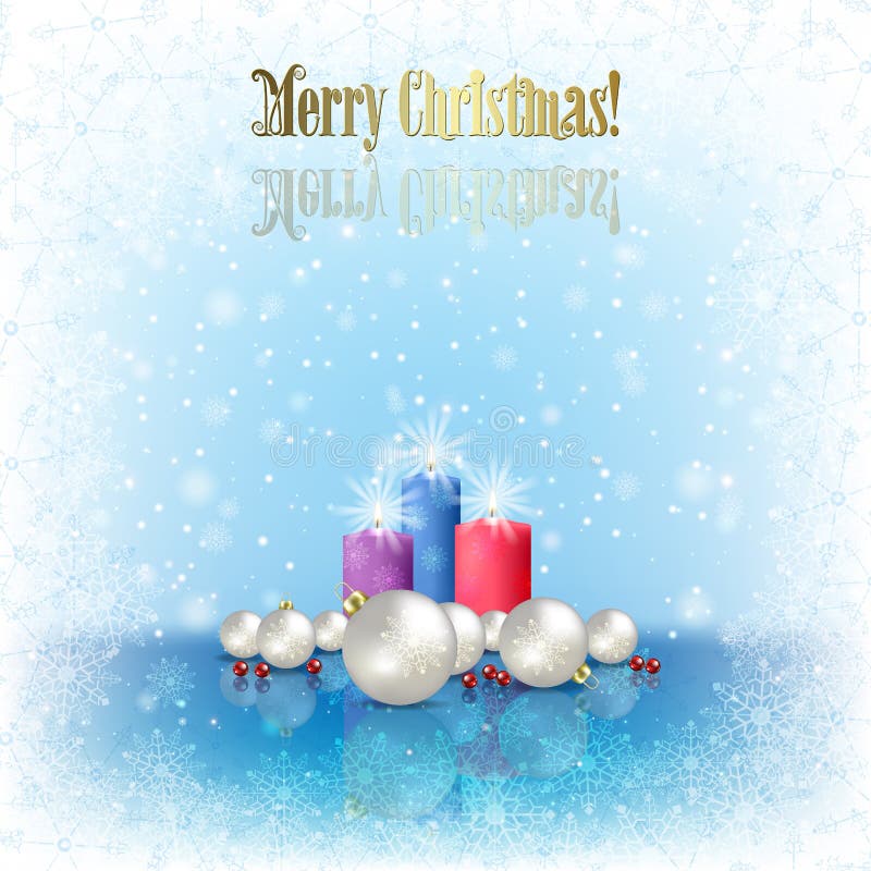 Antecedentes de Natal abstratos com velas avançadas e flocos de neve ilustração stock