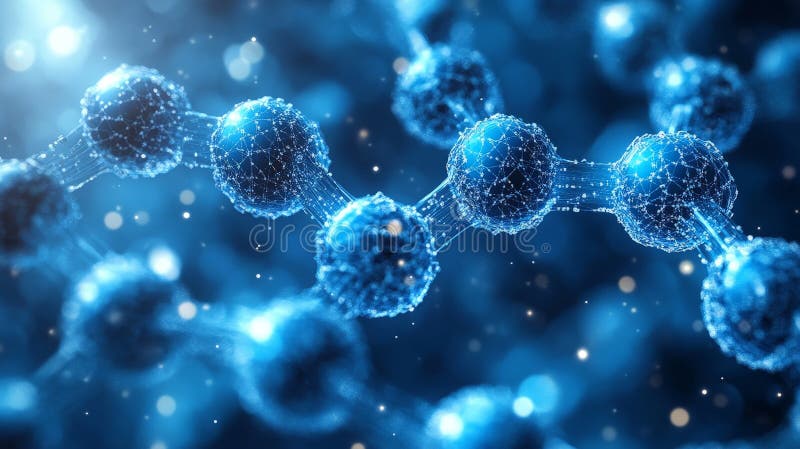 Antecedentes moleculares del hexágono azul geométrico para tecnología e innovación libre illustration
