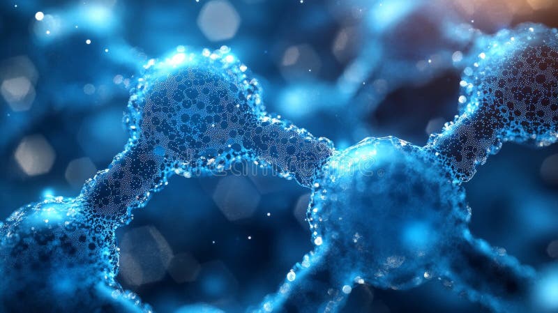 Antecedentes moleculares del hexágono azul geométrico para tecnología e innovación stock de ilustración