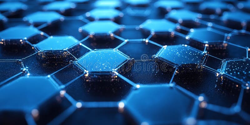 Antecedentes moleculares del hexágono azul geométrico para tecnología e innovación libre illustration