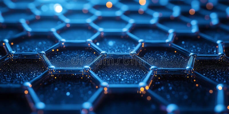 Antecedentes moleculares del hexágono azul geométrico para tecnología e innovación ilustración del vector