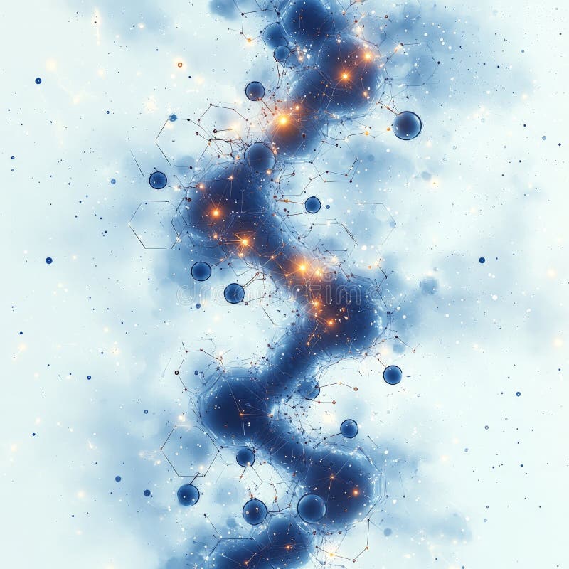 Antecedentes moleculares del hexágono azul geométrico para tecnología e innovación ilustración del vector