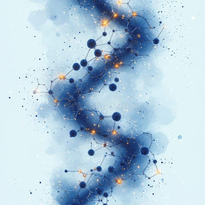 Antecedentes moleculares del hexágono azul geométrico para tecnología e innovación ilustración del vector