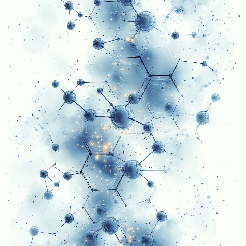 Antecedentes moleculares del hexágono azul geométrico para tecnología e innovación ilustración del vector