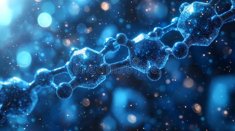 Antecedentes moleculares del hexágono azul geométrico para tecnología e innovación ilustración del vector