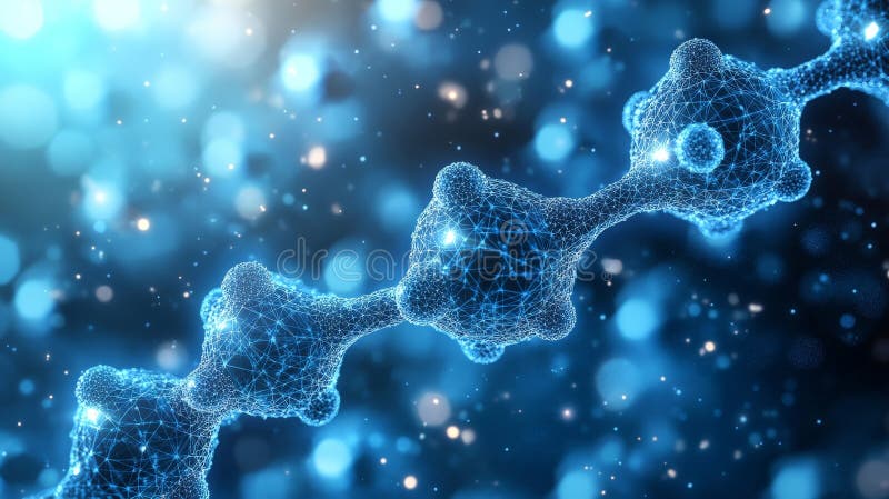 Antecedentes moleculares del hexágono azul geométrico para tecnología e innovación libre illustration