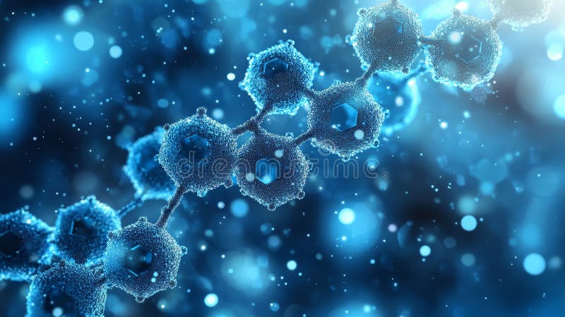 Antecedentes moleculares del hexágono azul geométrico para tecnología e innovación libre illustration