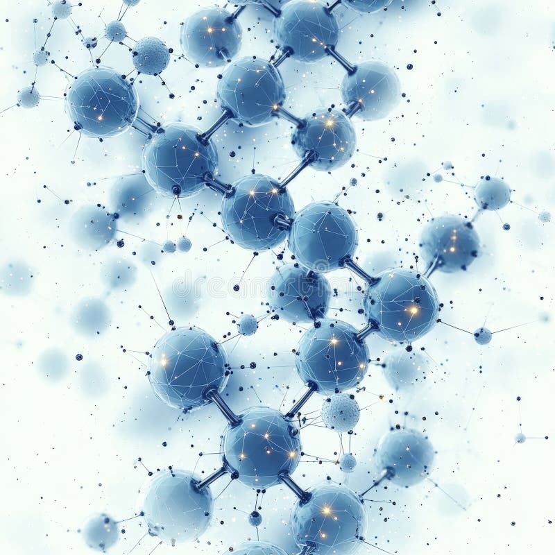 Antecedentes moleculares del hexágono azul geométrico para tecnología e innovación stock de ilustración