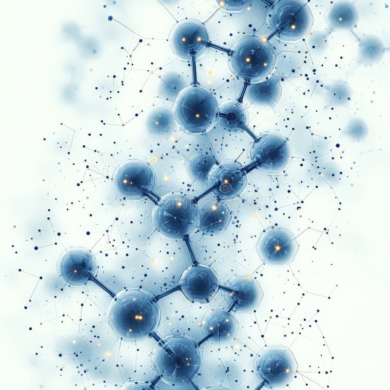 Antecedentes moleculares del hexágono azul geométrico para tecnología e innovación ilustración del vector