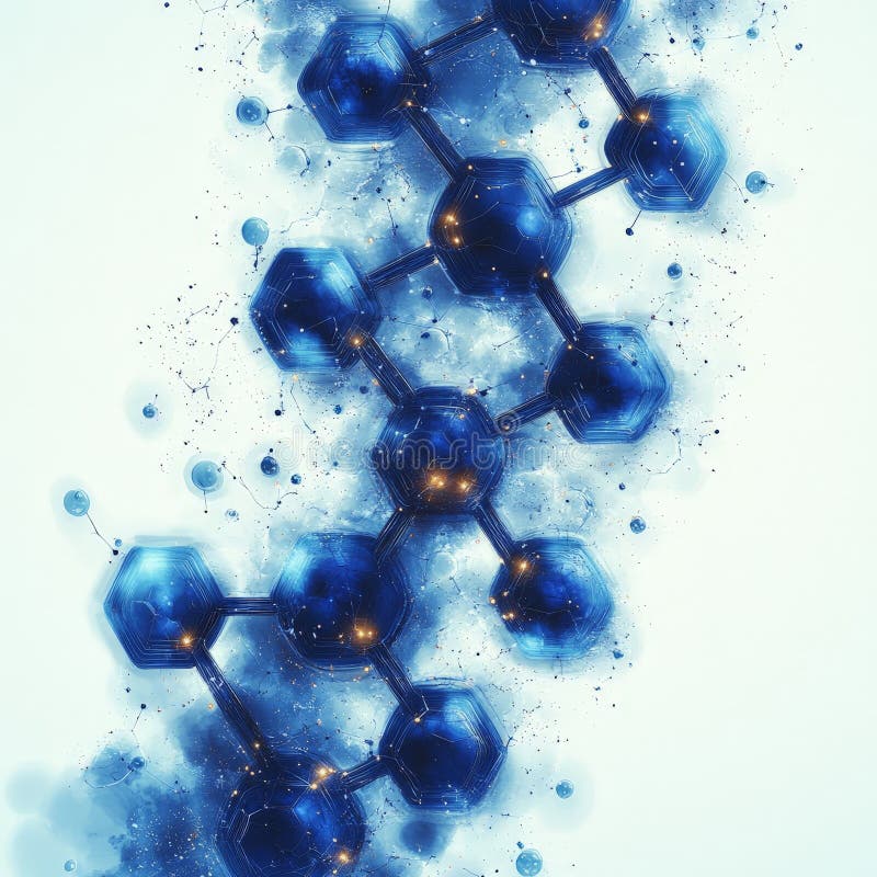 Antecedentes moleculares del hexágono azul geométrico para tecnología e innovación libre illustration