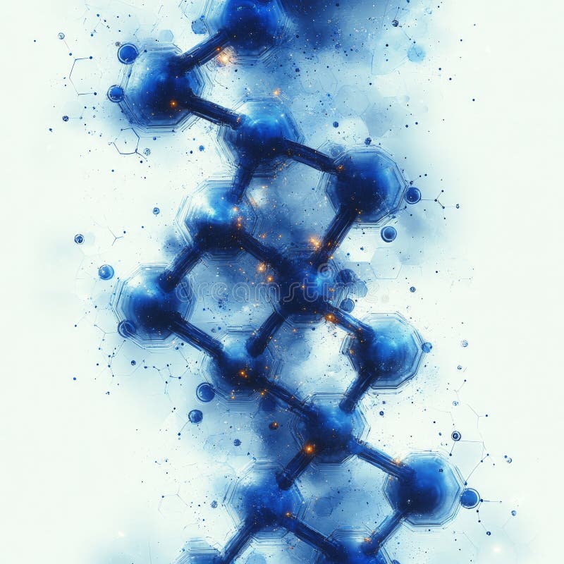 Antecedentes moleculares del hexágono azul geométrico para tecnología e innovación ilustración del vector