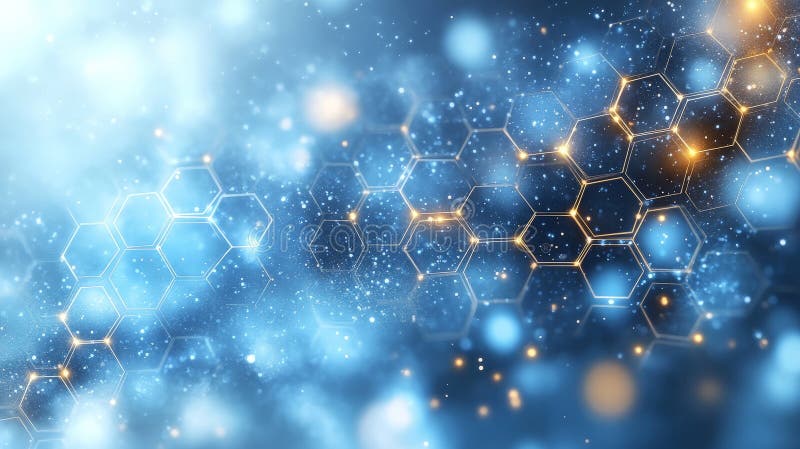 Antecedentes moleculares del hexágono azul geométrico para tecnología e innovación libre illustration