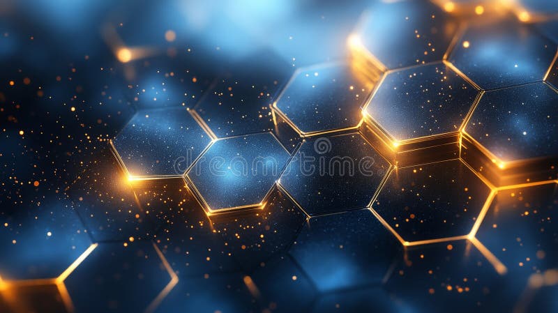 Antecedentes moleculares del hexágono azul geométrico para tecnología e innovación libre illustration