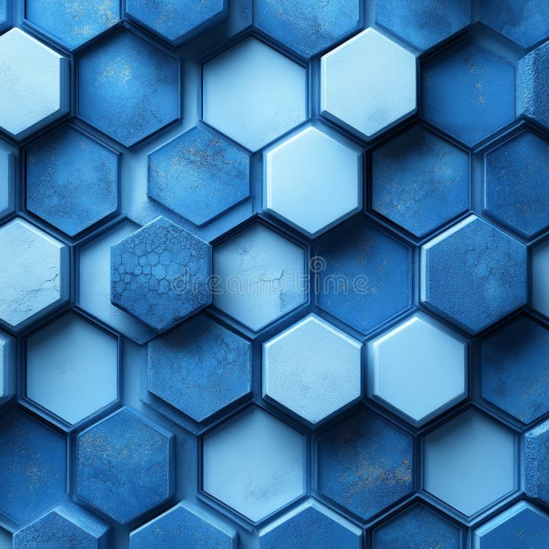 Antecedentes moleculares del hexágono azul geométrico para tecnología e innovación ilustración del vector