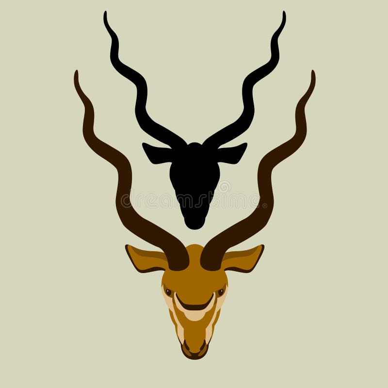 Antelope Head Vector Illustration Style Flat Black Silhouette Front