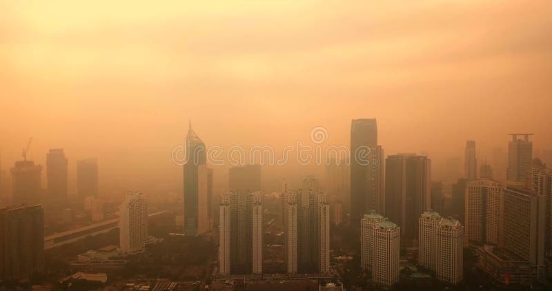 Antena krajobraz Dżakarta miasteczko z smogiem