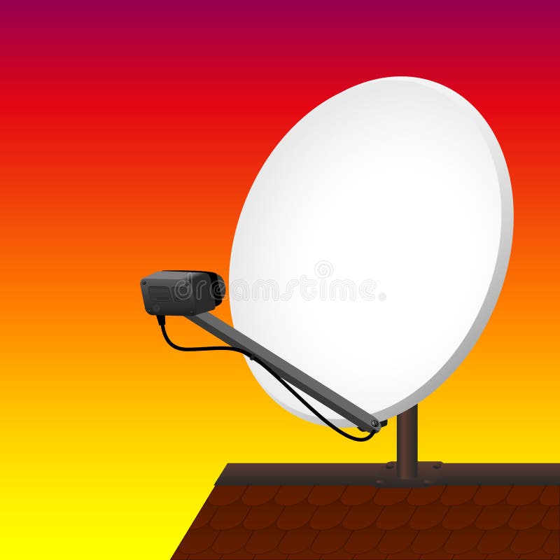 Antena Satelitarna dachu zmierzch ilustracja wektor