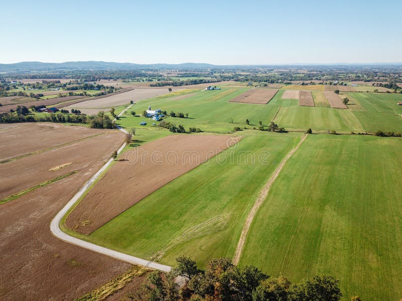 Antenn av jordbruksmark i Dover, Pennsylvania precis söder av Harrisbu arkivfoto Antenn av jordbruksmark i Dover, Pennsylvania precis söder av Harrisbu arkivfoto