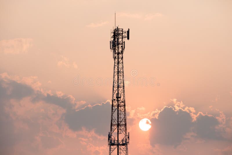 Antenna repeater tower before the sunset background. Antenna repeater tower before the sunset background.