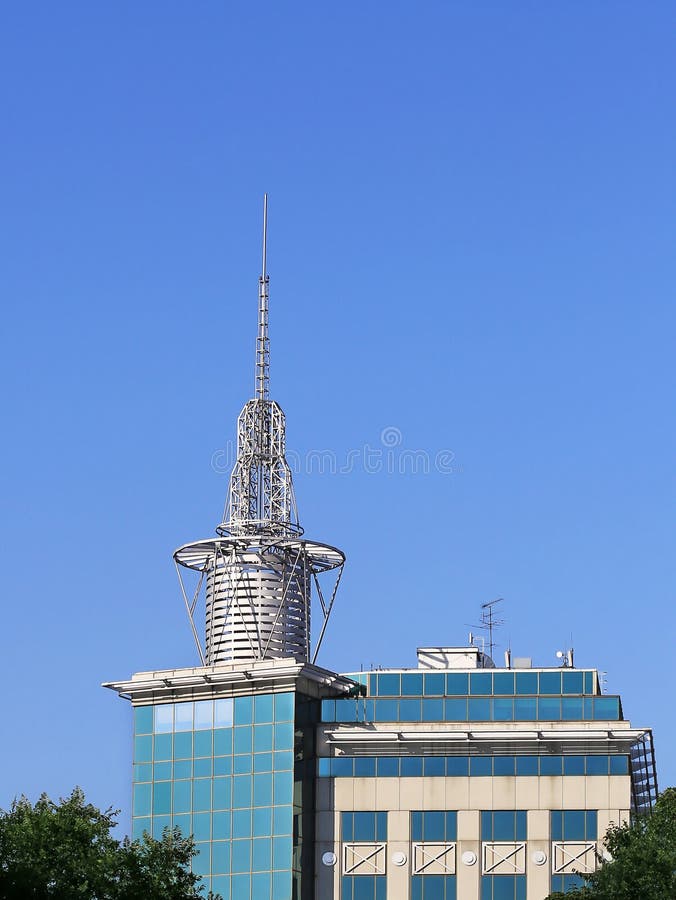 Antenna on the Roof of the Building Stock Image Image of airwaves