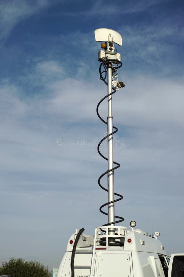 Antenna on Television Van stock photo. Image of cable 26777766