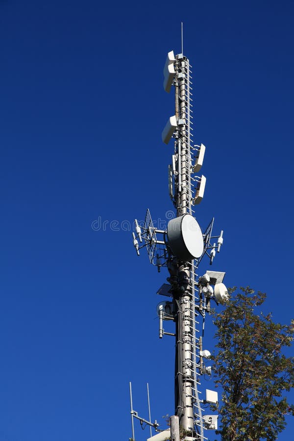 Tower with Cell Phone Antenna System Stock Image Image of pylon