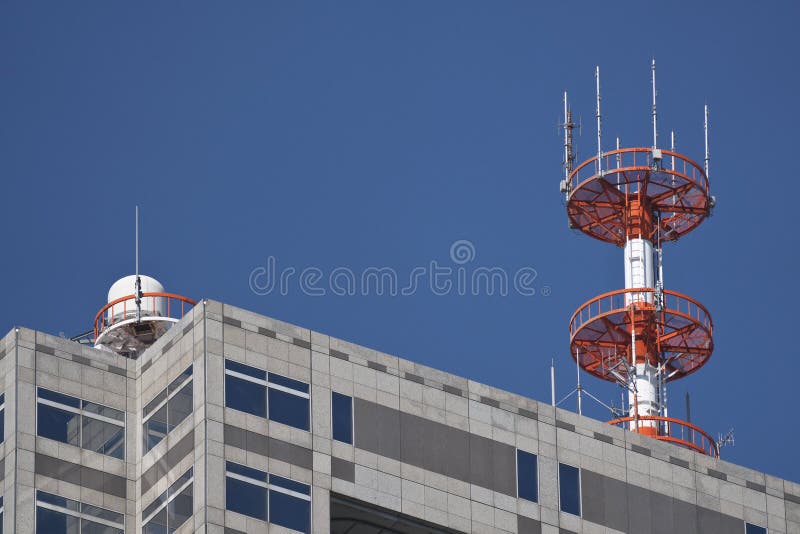 Antennas Installed on a Highrise Building in Tokyo Stock Image Image